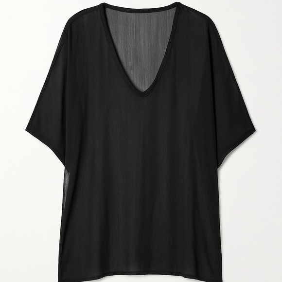 Blank London Black Sheer V Neck Tunic Cover Up Large - Picture 1 of 7